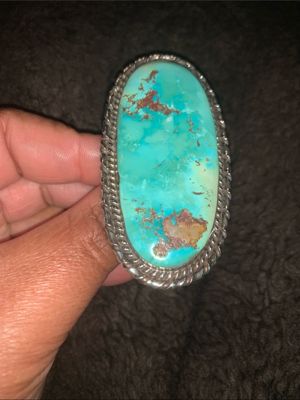 Vintage Large Statement Turquoise Ring 💍 set in Sterling silver